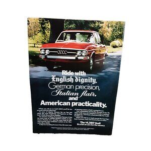 1973 1974 Audi 100LS Car Original Print Ad Vintage 70s